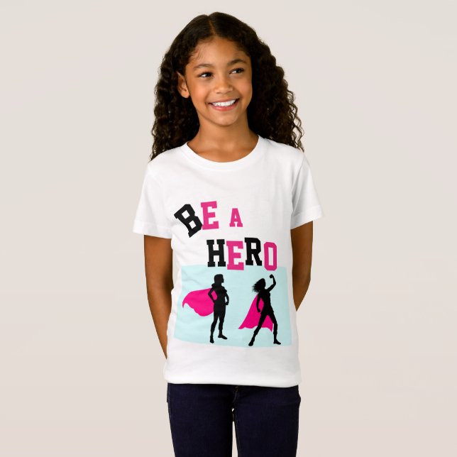 T-Shirt #GirlPower Super Hero Tee for Girls - AJOUTER UN N (Devant entier)