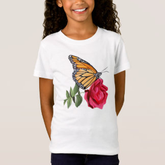 T-shirt Girls avec le papillon Monarch sur la rose