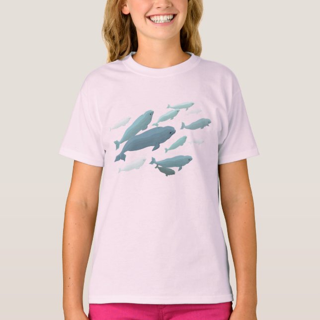 T-Shirt Girls Beluga Whale Cute Whale Art Shirts (Devant)