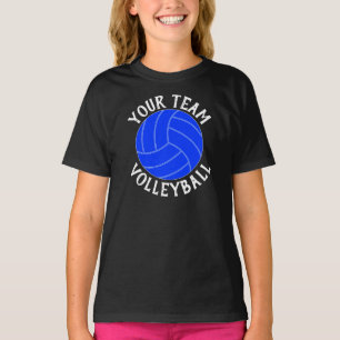 T-shirt Girls Blue Volleyball Custom Team, Player & Number