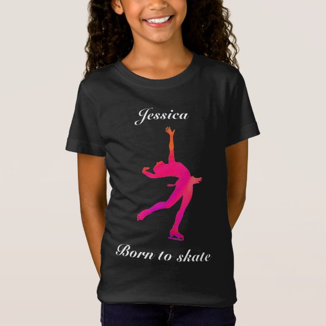 T-shirt Girls Born to Skate Figure Patinage (Devant)