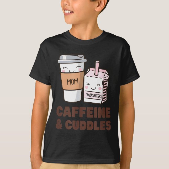 T-shirt Girls Caffeine &amp; Cuddles Twinning Coffee Juice (Devant)