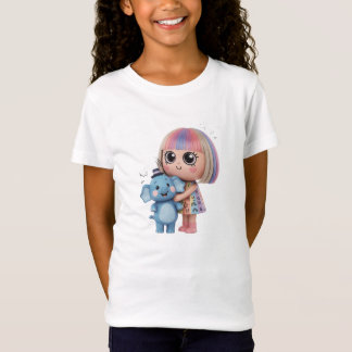 T-Shirt Girls Cute and Modern Girl with Elephant