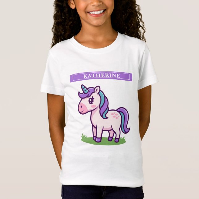 T-shirt Girls Cute Unicorn Horse Kids (Devant)