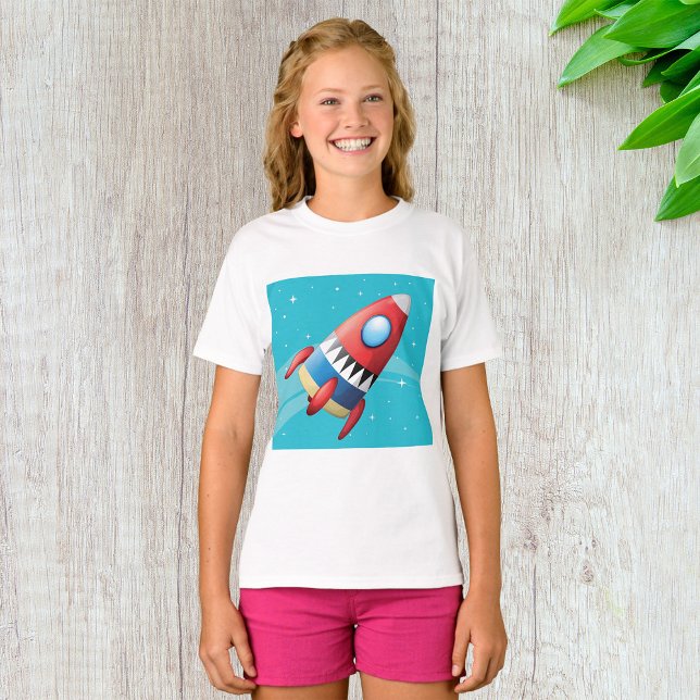 T-shirt Girls de vaisseau spatial volant (Créateur téléchargé)