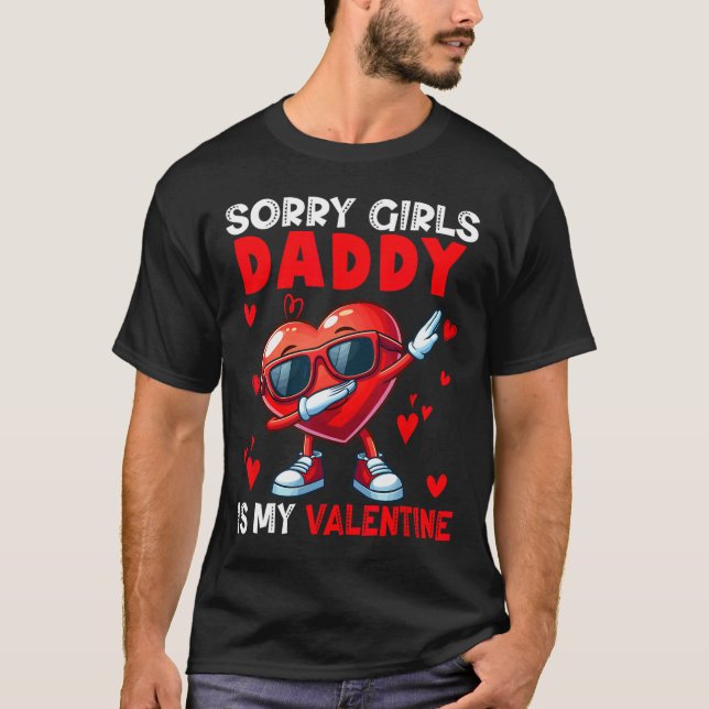 T-shirt Girls Funny Joke Daddy Is My Valentine Dabbing Hea (Devant)