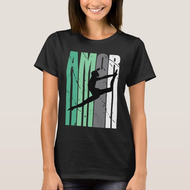 T-shirt Girls Green Distressed Amor Loves Team Girl Inspir (Devant)