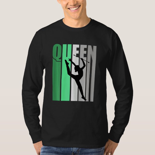 T-shirt Girls Green Retro Rhythmic Gymnastics Queen Daught (Devant)