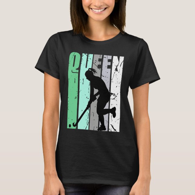 T-shirt Girls Hockey Queen Hockey Retro Graphic Motivate (Devant)