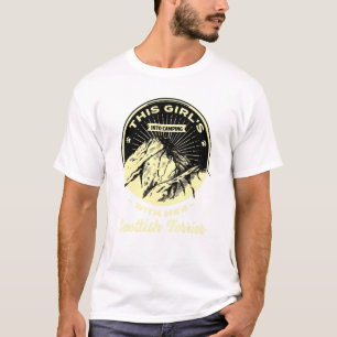 T-shirt Girls Into Camping With Her Scottish Terrier Scott