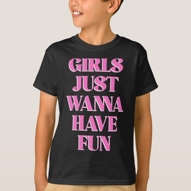 T-shirt Girls Just W Have Fun Long Sleeve  (Devant)