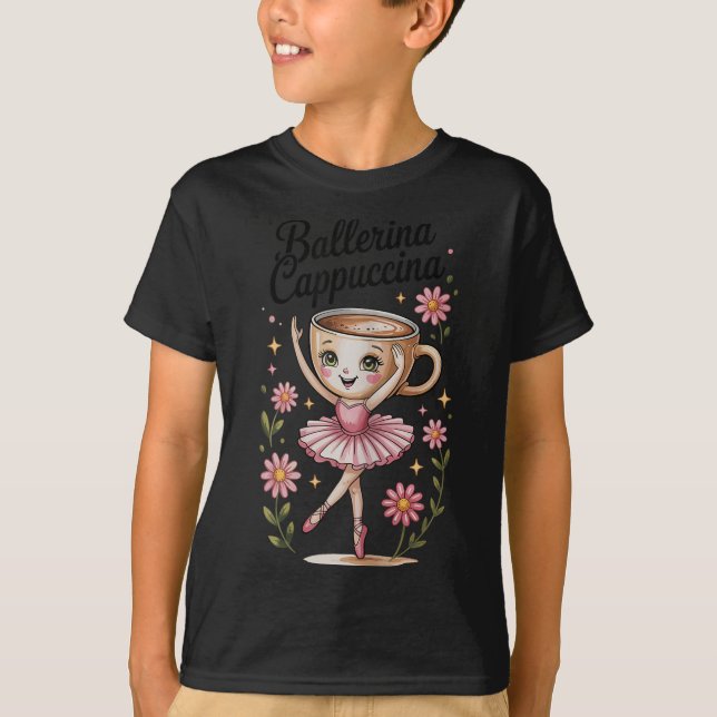 T-shirt Girls Kids Mème Italien Brainrot Ballerina Cappucc (Devant)