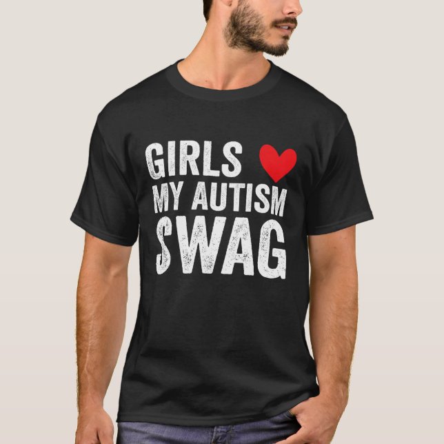 T-shirt Girls Love My Autism Swag  Autistic Boy Awareness (Devant)