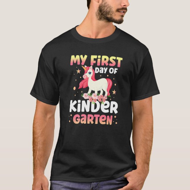 T-shirt Girls My First Day Of Kindergarten Unicorn 1st Day (Devant)