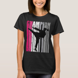 T-shirt Girls Pink Karate Anniversaire Colorée Mignonne Re