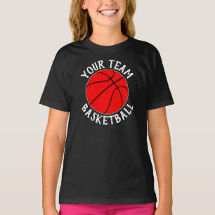 T-shirt Girls Red Basketball Team, Nom et numéro du joueur