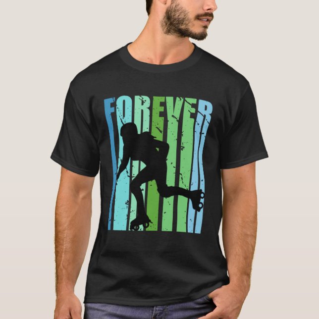 T-shirt Girls Retro Forever Roller Skating Bday Roller Gir (Devant)