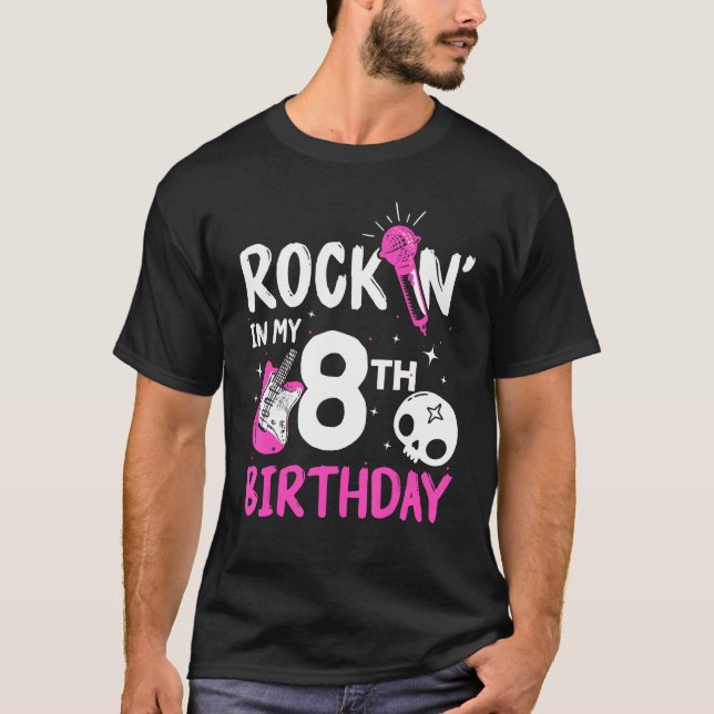 T-shirt Girls Rockstar Anniversaire Rock Star Guitare à th (Devant)