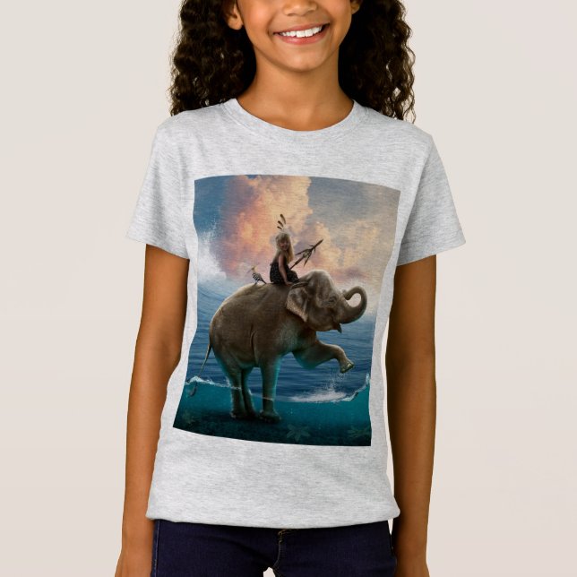 T-Shirt Girl's shirt with elephant design in the est (Devant)