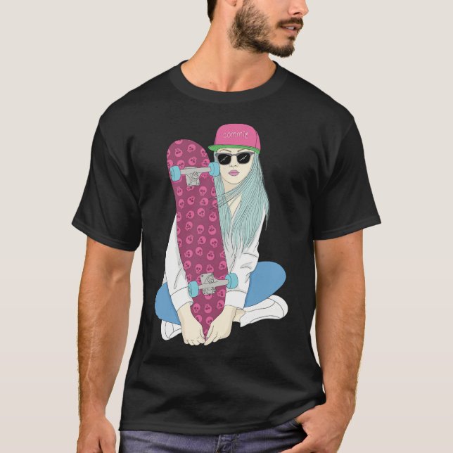 T-shirt Girls Skate Skateboard Skateboarding Do A Kickflip (Devant)