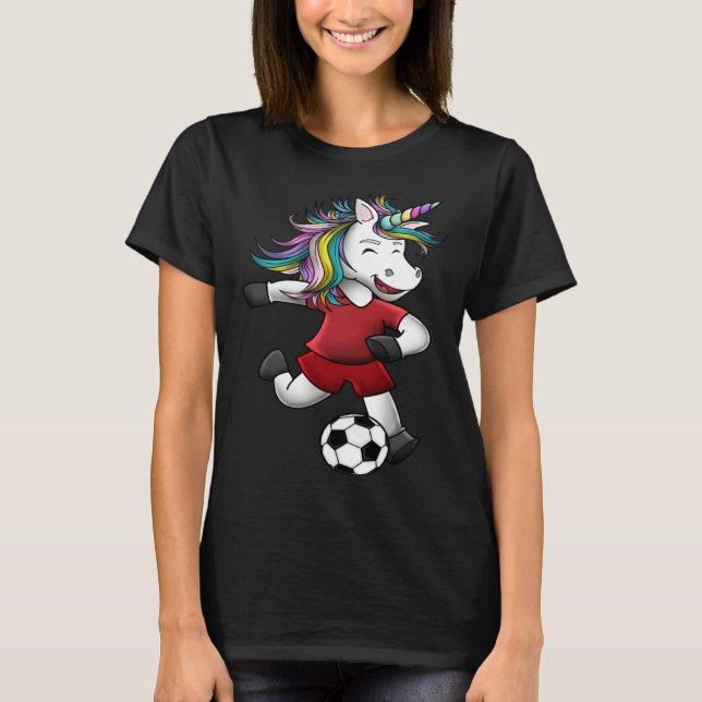 T-shirt Girls Soccer  Unicorn Love  Magical Team (Devant)