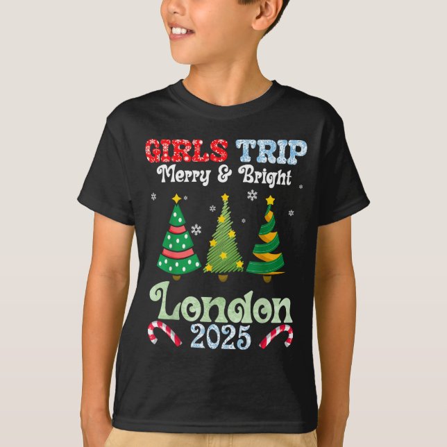 T-shirt Girls Trip Merry Bright Christmas In London Vacati (Devant)