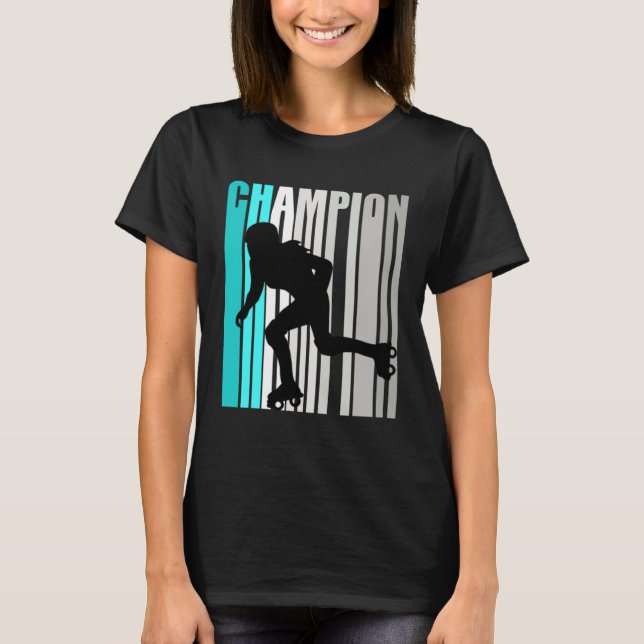 T-shirt Girls Turquoise Roller Skating Champion Roller Ska (Devant)