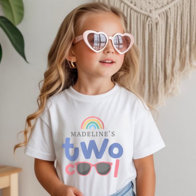 T-shirt Girls Two Cool Rainbow 2nd Birthday  (Créateur téléchargé)