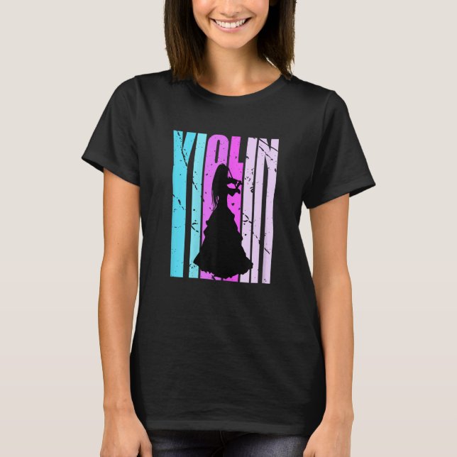 T-shirt Girls Violin Silhouette Daughter Female Violinist  (Devant)
