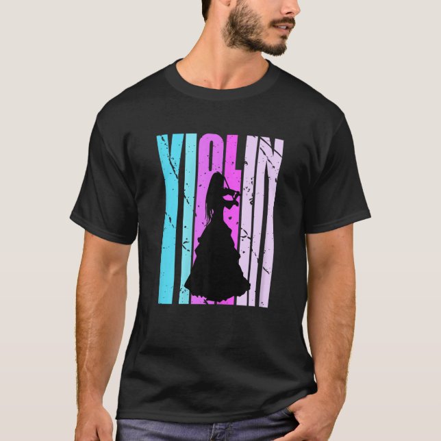 T-shirt Girls Violin Silhouette Daughter Female Violinist  (Devant)