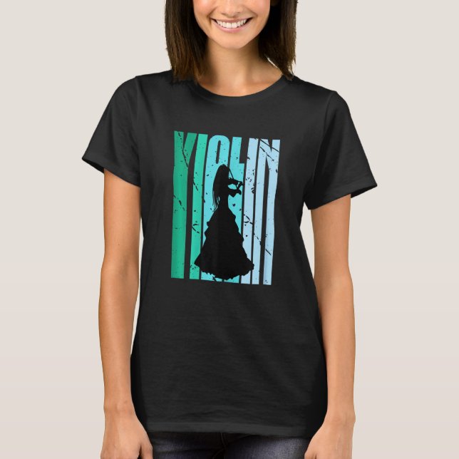 T-shirt Girls Violin Silhouette Daughters Female Loves Vio (Devant)