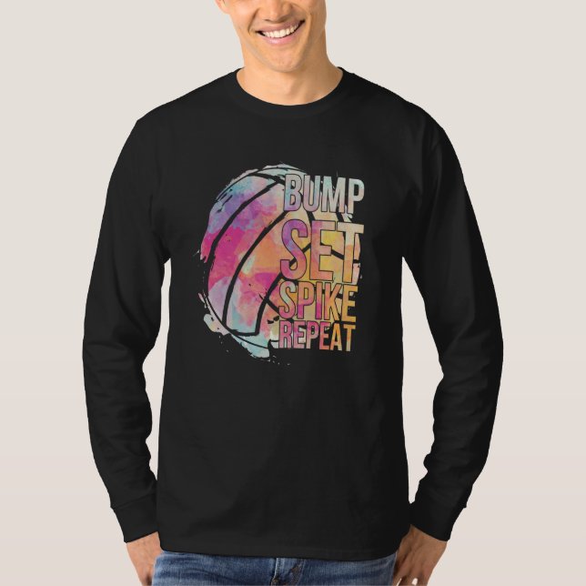 T-shirt Girls Volleyball Bump Set Spike Repeat Volleyball  (Devant)