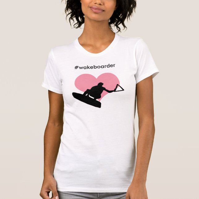 T-shirt Girls Wakeboarder tee - love hashtag wakeboard (Devant)
