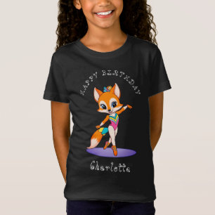 T-Shirt Girly Gymnastic Fox Filles Anniversaire Noir