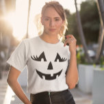 T-shirt Girly Jack-o-lantern Pumpkin Face Halloween<br><div class="desc">This fun Jack O'Lantern women's tee shirt design has a bright toothy grin and fabulous eyelashes!</div>