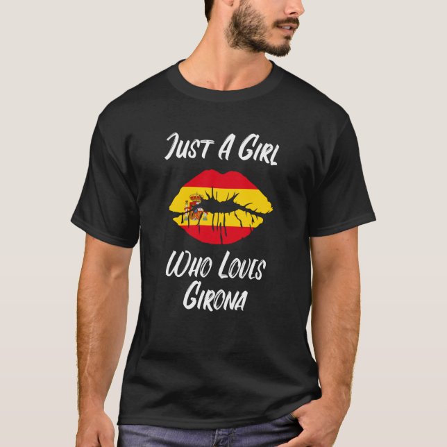 T-shirt Girona Lips Mouth Love Spanish Flag (Devant)