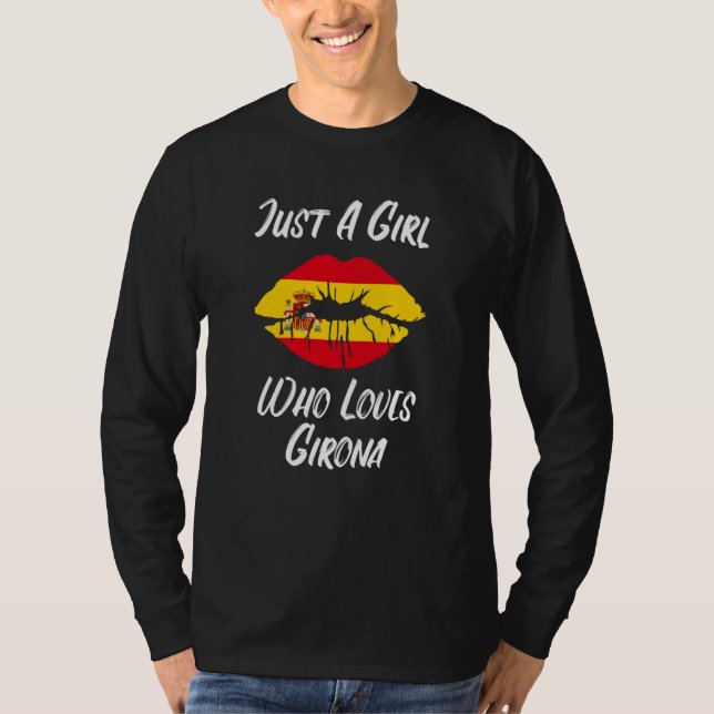 T-shirt Girona Lips Mouth Love Spanish Flag (Devant)