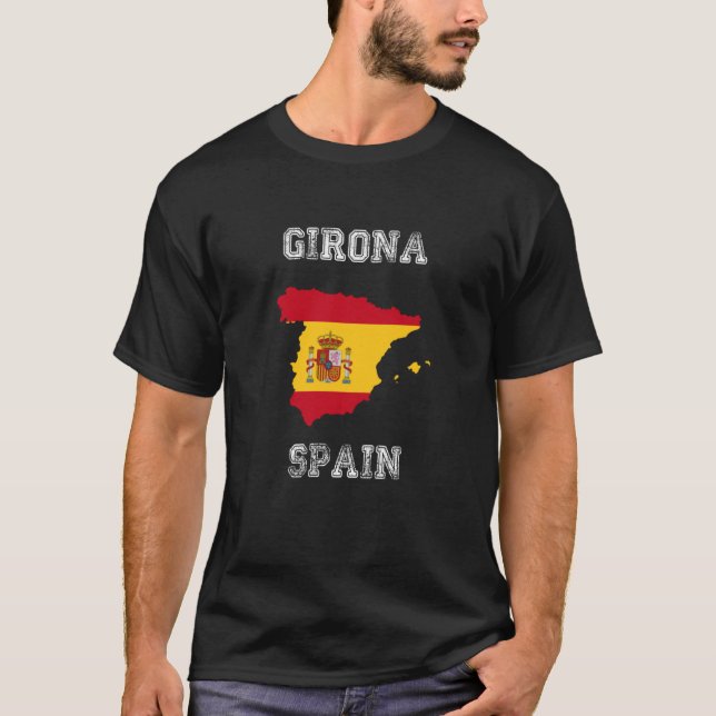 T-shirt Girona Spain Vintage Spain Flag Map (Devant)