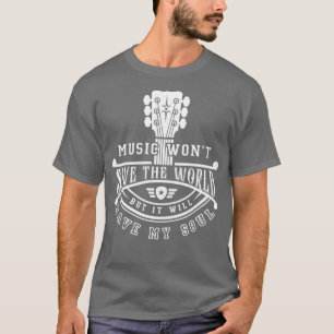 T-shirt GItarrist Musique Sauvez le monde Guitare Cou long