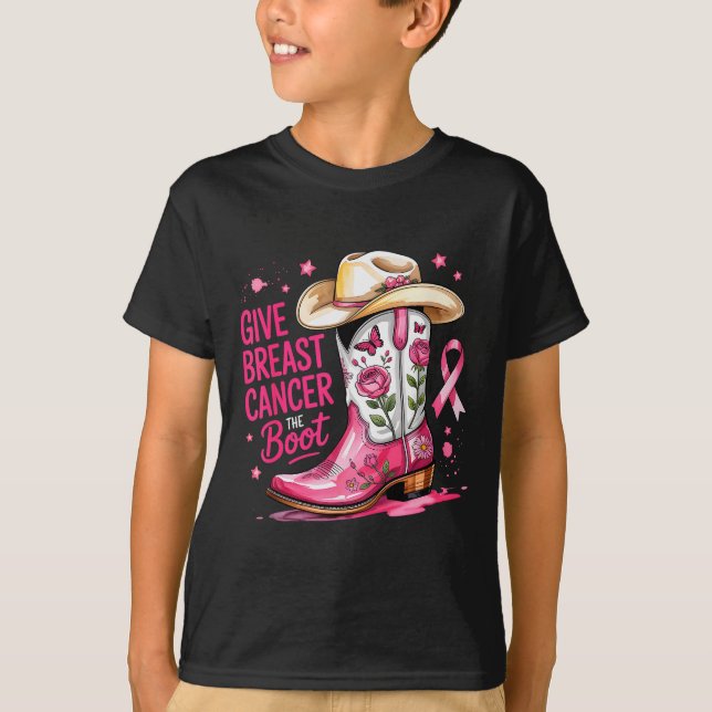 T-shirt Give Breast Cancer The Boot Breast Cancer Nk Ribbo (Devant)