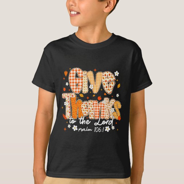 T-shirt Give Thanks To The Lord Lace Christian Fall Autumn (Devant)
