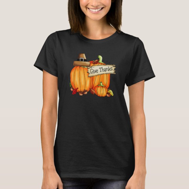 T-shirt Give Thanks To The Lord Pumpkins (Devant)