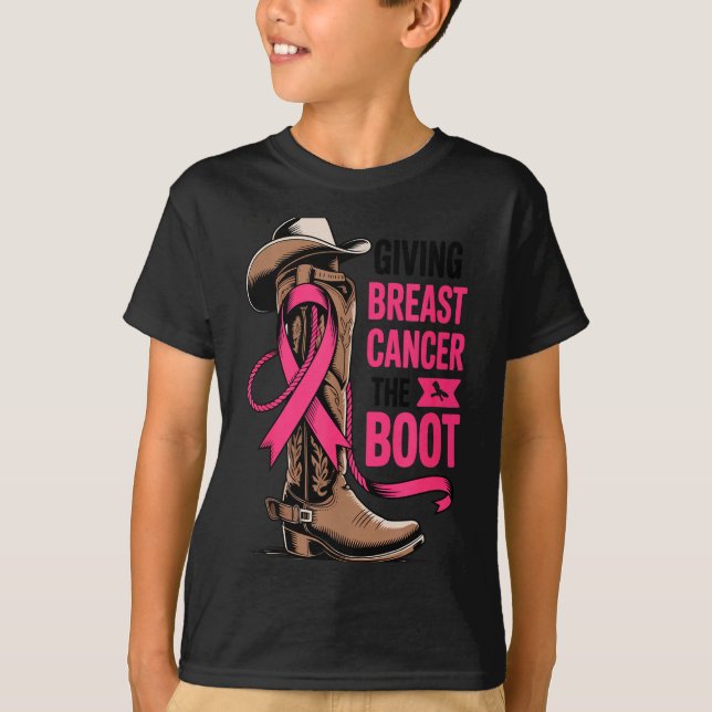 T-shirt Giving Breast Cancer The Boot Cowboy Design  (Devant)