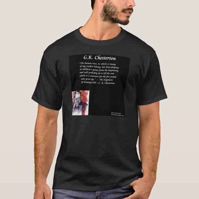 T-shirt GK Chesterton et ligne du livre d'ouverture (Devant)