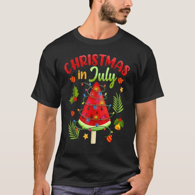 T-shirt Glace à la pastèque Noël en juillet Vacances d'été (Devant)