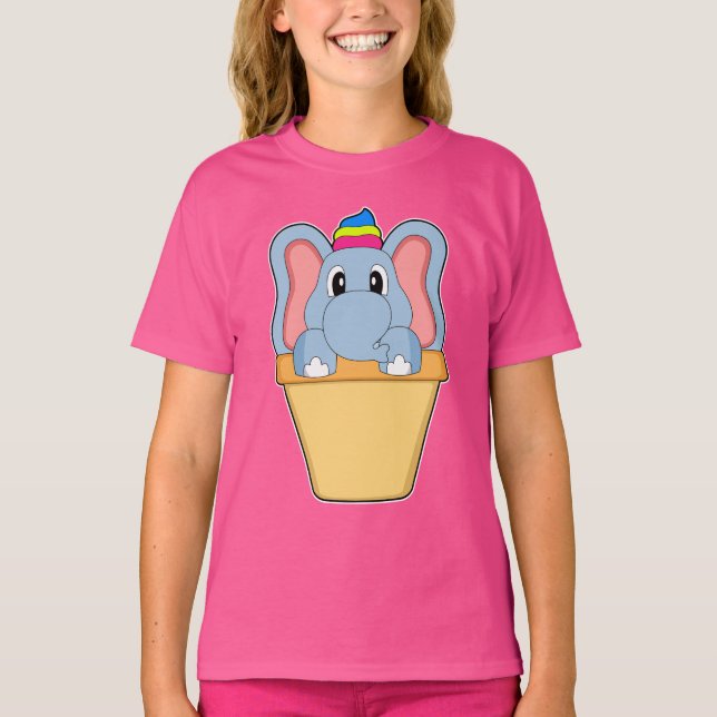 T-shirt Glace au gaufre d'éléphant (Devant)