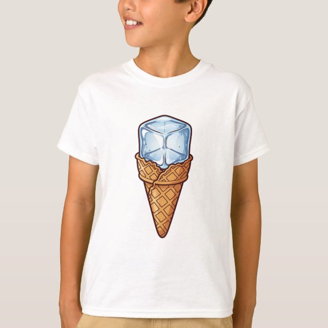 T-shirt Glace Cube Cône Gaufre Glacé Enfants (Devant)