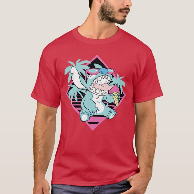 T-shirt Glace Disney Lilo Stitch Rétro Plage 90s (Devant)