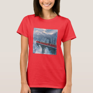 T-shirt Glace et neige   Train Express Red Bernina Suisse
