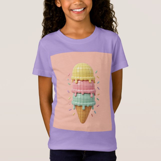 T-Shirt Glace - fond rose pêche  (Devant)